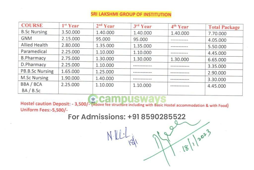 srilakshmi fees campusways